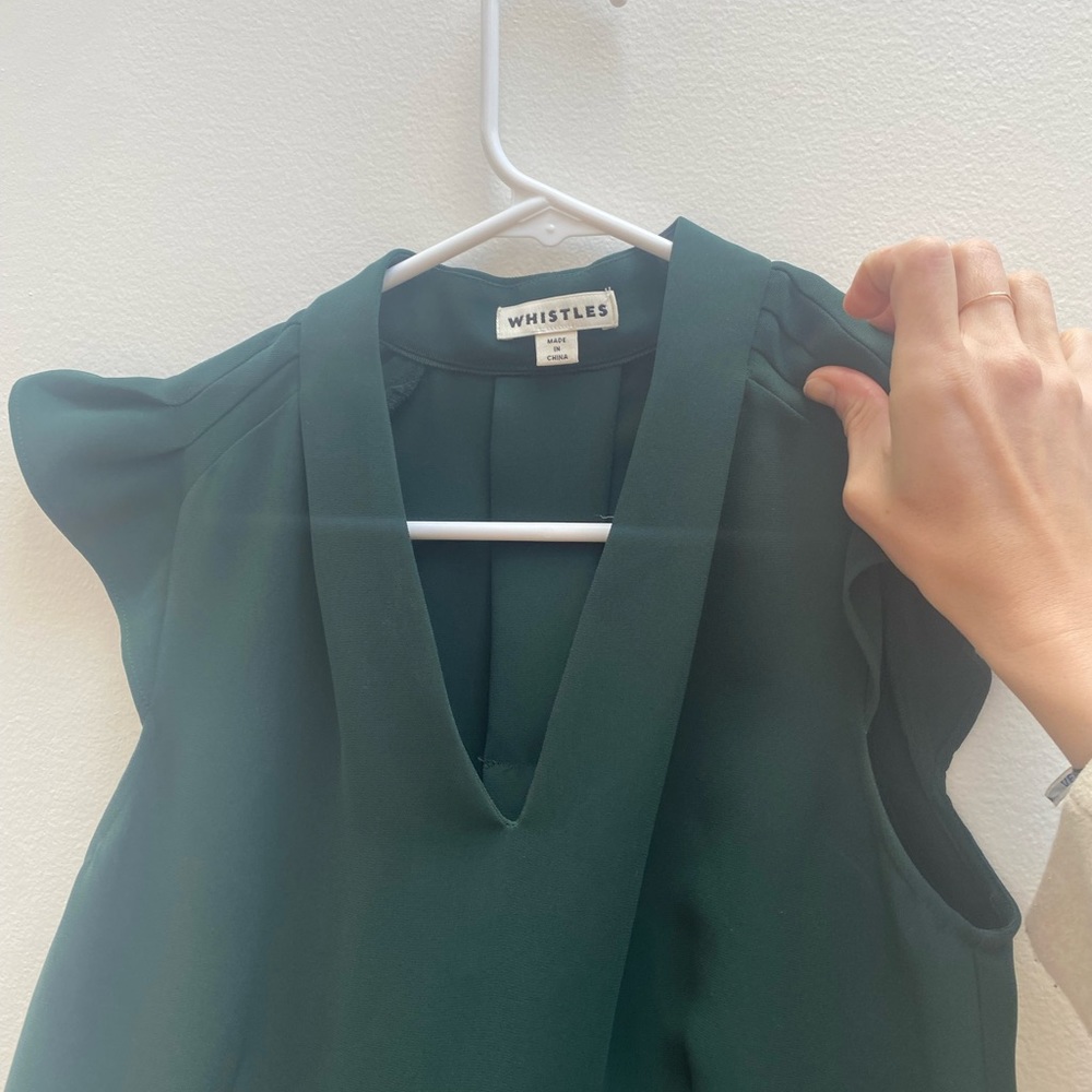 Whistles Dark Green Dress Size 36 Midi length with cap sleeves